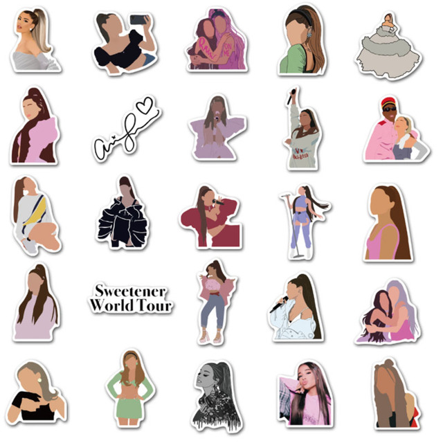 Naklejki Ariana Grande Graffiti - 10/30/50 sztuk dla szalonych fanów - wodoodporne, na deskorolkę, walizkę, telefon, laptop - Wianko - 3