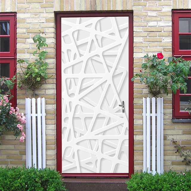 Czarne naklejki na drzwi z geometrycznym wzorem, samoprzylepne, tapeta wodoodporna, z drewnianym wzorem ziaren, idealne do renowacji i dekoracji domu - Wianko - 9