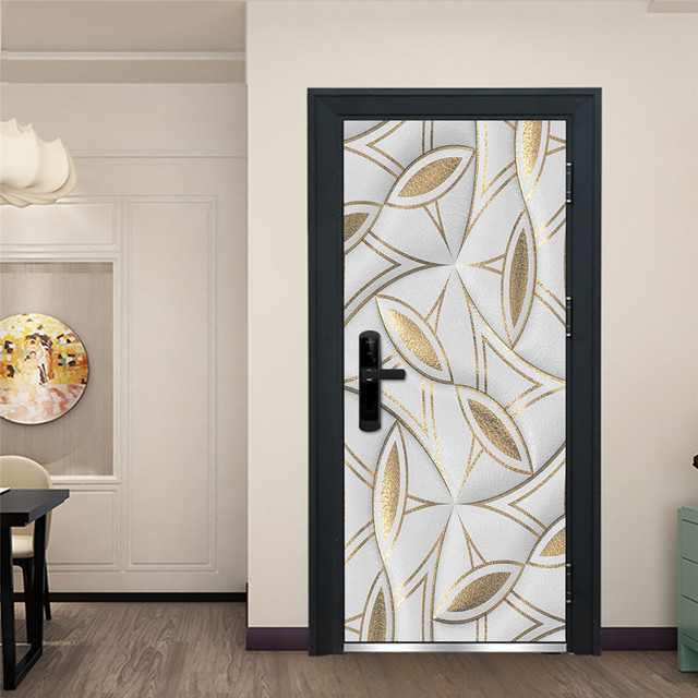 Czarne naklejki na drzwi z geometrycznym wzorem, samoprzylepne, tapeta wodoodporna, z drewnianym wzorem ziaren, idealne do renowacji i dekoracji domu - Wianko - 34