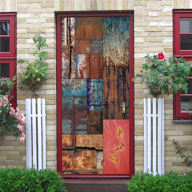 Czarne naklejki na drzwi z geometrycznym wzorem, samoprzylepne, tapeta wodoodporna, z drewnianym wzorem ziaren, idealne do renowacji i dekoracji domu - Wianko - 21