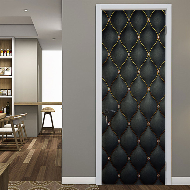 Czarne naklejki na drzwi z geometrycznym wzorem, samoprzylepne, tapeta wodoodporna, z drewnianym wzorem ziaren, idealne do renowacji i dekoracji domu - Wianko - 11