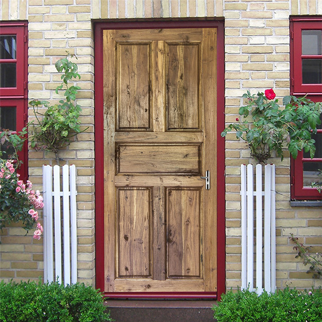 Czarne naklejki na drzwi z geometrycznym wzorem, samoprzylepne, tapeta wodoodporna, z drewnianym wzorem ziaren, idealne do renowacji i dekoracji domu - Wianko - 22