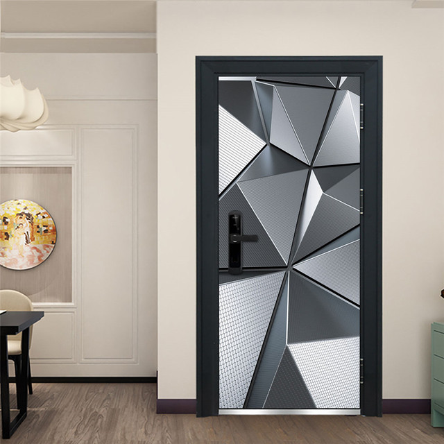 Czarne naklejki na drzwi z geometrycznym wzorem, samoprzylepne, tapeta wodoodporna, z drewnianym wzorem ziaren, idealne do renowacji i dekoracji domu - Wianko - 13