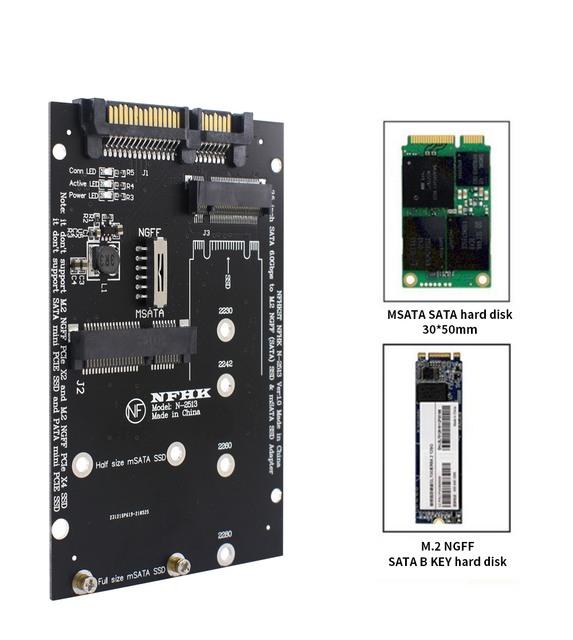 Karta adaptera M.2 NGFF mSATA na SATA3.0 2,5 cala z obsługą kart MSata oraz dysków B Key SSD/2230/2242/2260/2280 M2 - Wianko - 5