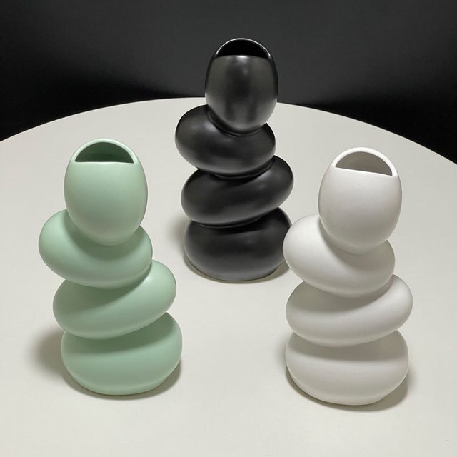 Biały matowy wazon w kształcie jajka - ceramiczna dekoracyjna kreatywna biuro-domowa ozdoba - Wianko - 2
