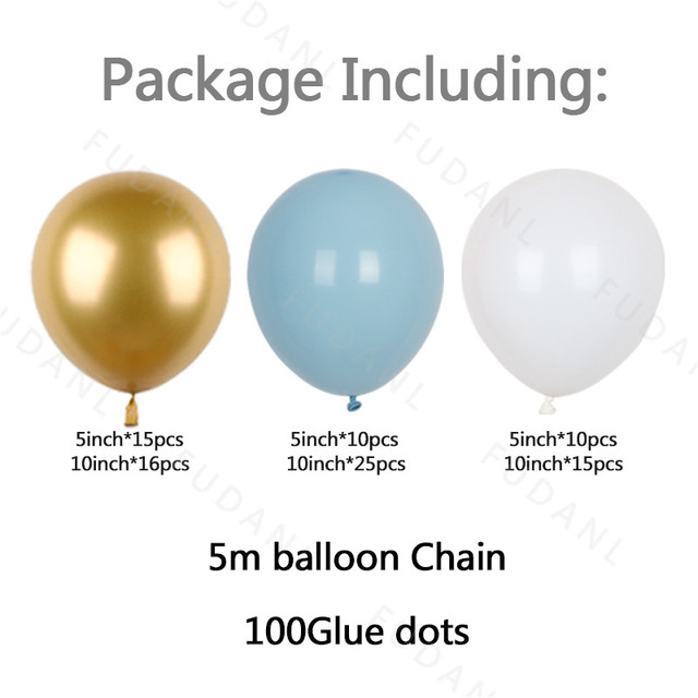 Zestaw balonów weselnych w stylu Garland Arch - 93 sztuki, chromowane złoto metalowe, kolory: niebieski i biały - Wianko - 3
