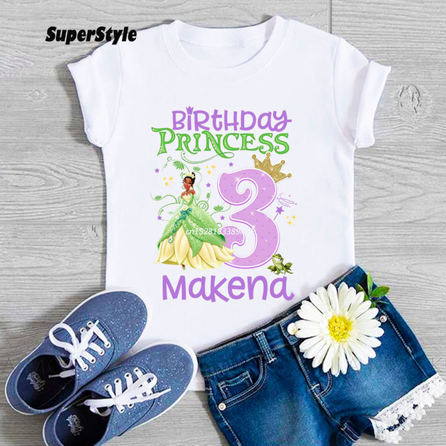 Dziewczyny 3. Koszulka urodzinowa personalizowana Księżniczka Syrenka z krótkim rękawem, letnia moda 2022 dla dzieci CC427 - Wianko - 5