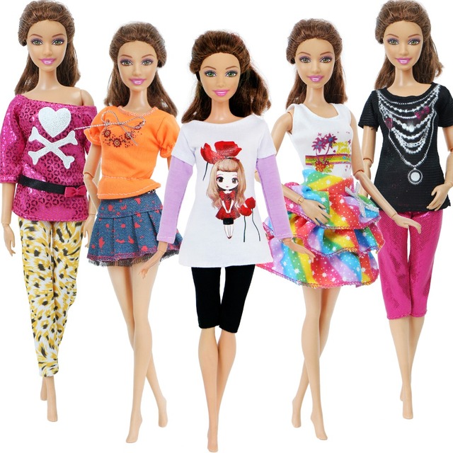 Kolorowa sukienka T-shirt o mieszanych stylach dla Barbie - akcesoria do strojów i spodni DIY dla lalki modowej - Wianko - 17