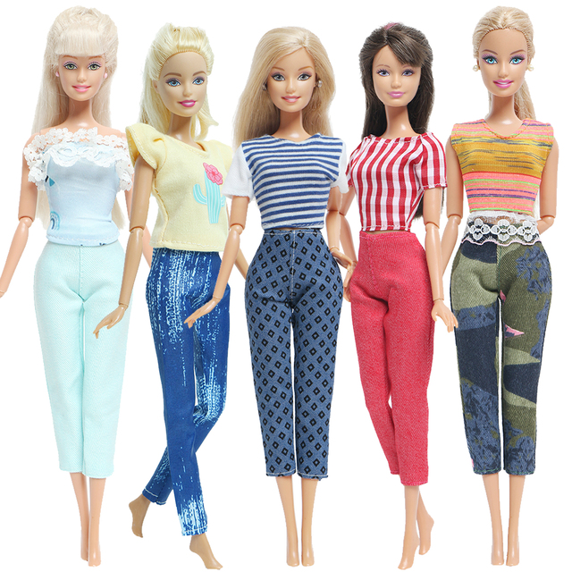 Kolorowa sukienka T-shirt o mieszanych stylach dla Barbie - akcesoria do strojów i spodni DIY dla lalki modowej - Wianko - 2