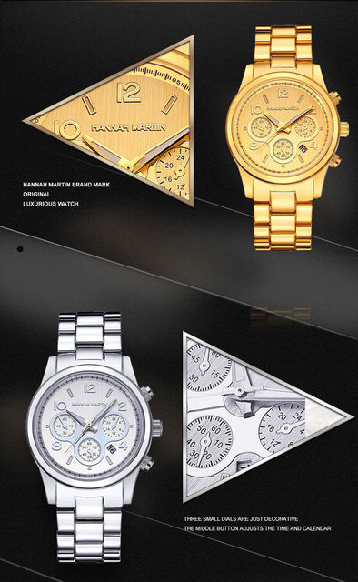 Luksusowy zegarek damski Hannah Martin kwarcowy z paskiem ze stali nierdzewnej - czarny - Wianko - 8