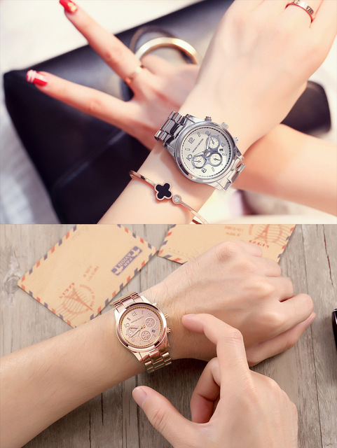 Luksusowy zegarek damski Hannah Martin kwarcowy z paskiem ze stali nierdzewnej - czarny - Wianko - 5