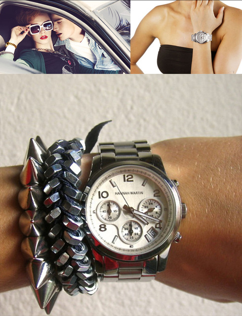 Luksusowy zegarek damski Hannah Martin kwarcowy z paskiem ze stali nierdzewnej - czarny - Wianko - 4