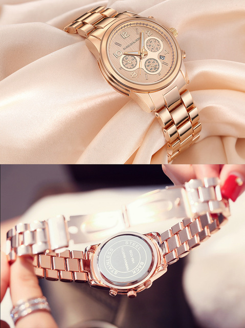 Luksusowy zegarek damski Hannah Martin kwarcowy z paskiem ze stali nierdzewnej - czarny - Wianko - 7