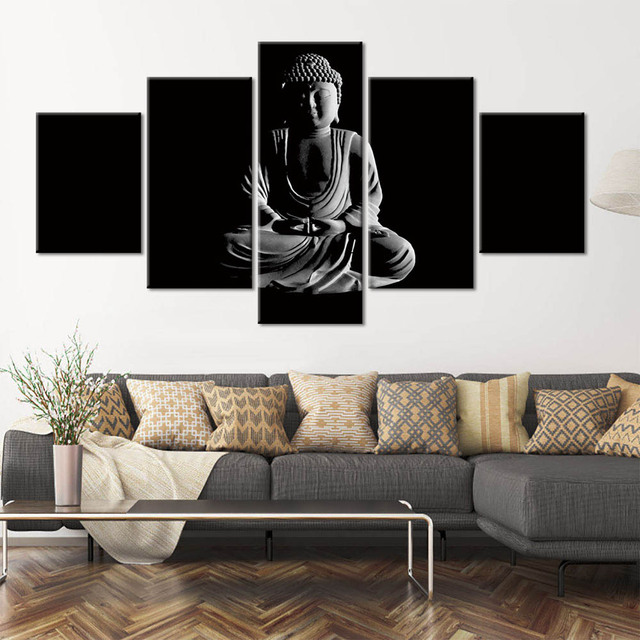 Wydruki HD modułowy plakat Home buddyjski - wystrój budda, religia, 5 sztuk obrazy na płótnie, obrazy na ścianę, ramki - Wianko - 5
