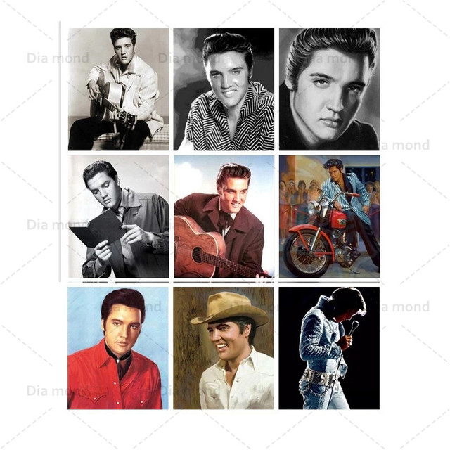 Diamond Painting - Portret Elvisa Presleya mozaiką krzyżykową, haftowany diamentowymi kamieniami - Wianko - 4