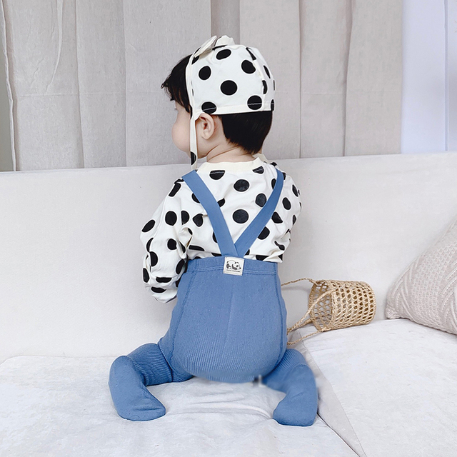Rajstopy Bobora bawełniane dla noworodka, wysoka talia, krzyżowe ramiączka, dziecięce legginsy chłopięce i dziewczęce - Wianko - 3