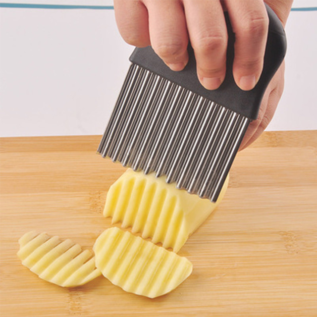 Krajalnica do ziemniaków falowane chipsy ze stali nierdzewnej - kreatywny nóż dla frytek i plastrów ziemniaczanych - Wianko - 6
