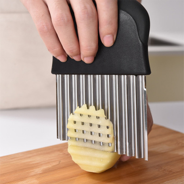Krajalnica do ziemniaków falowane chipsy ze stali nierdzewnej - kreatywny nóż dla frytek i plastrów ziemniaczanych - Wianko - 5