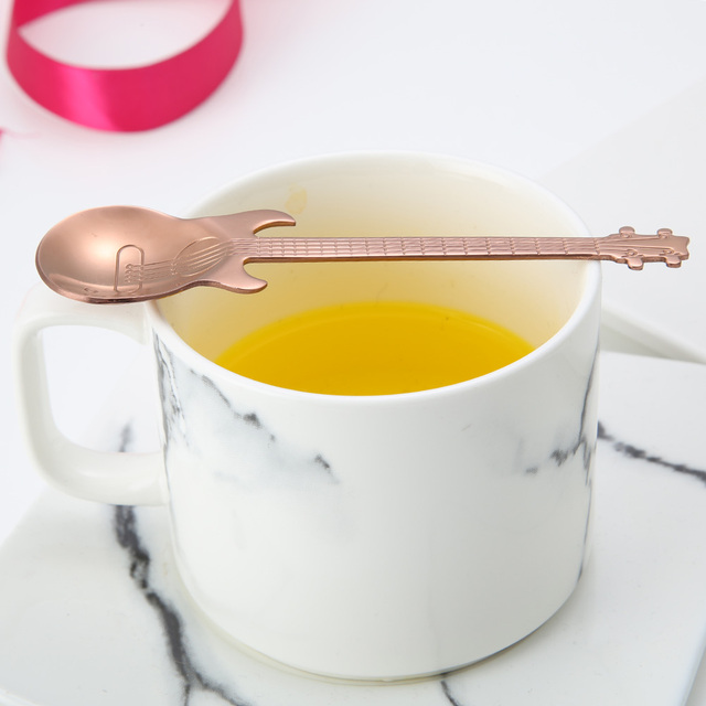 Łyżeczka do kawy i herbaty w kształcie gitary, ze stali nierdzewnej, idealna do lodowych deserów i przyjęć w kuchni, w domu, na kempingu czy w restauracji - dekoracyjny gadżet - Wianko - 4