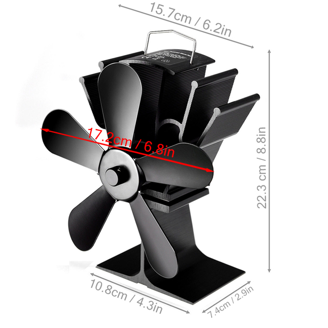 Kominek czarny 5 mocy, wentylatorowy piec z palnikiem drewna, cichy i efektywny w rozdziale ciepła - Wianko - 7
