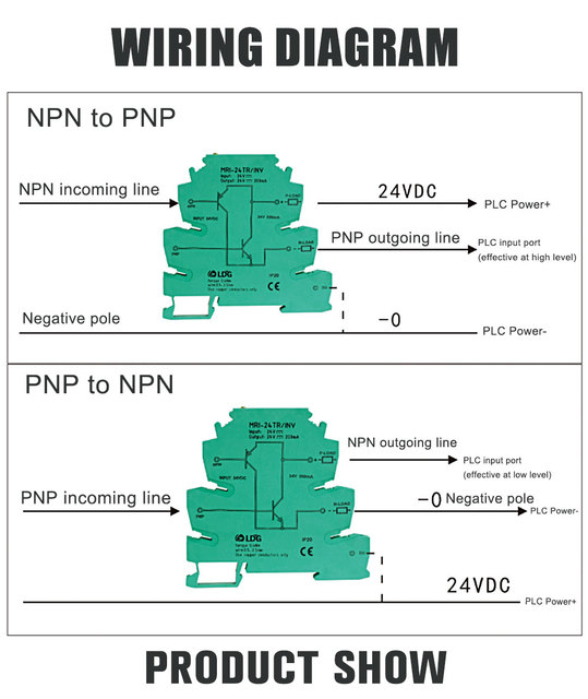 Moduł przekaźnikowy MRI-24TR/INV NPN do PNP konwerter sygnału PLC czujnik polaryzacji IO konwersji - 10 sztuk - Wianko - 3