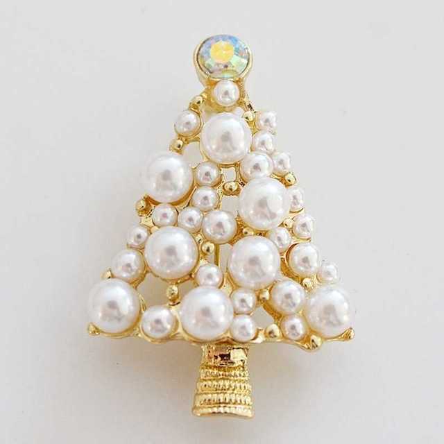 Broszka imitująca perełkę z diamentowym Pinem - stylowa biżuteria na prezent, idealna na Nowy Rok i Boże Narodzenie - Wianko - 16