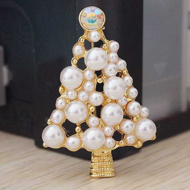Broszka imitująca perełkę z diamentowym Pinem - stylowa biżuteria na prezent, idealna na Nowy Rok i Boże Narodzenie - Wianko - 15