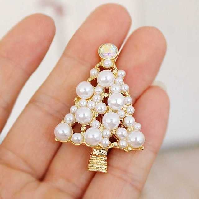 Broszka imitująca perełkę z diamentowym Pinem - stylowa biżuteria na prezent, idealna na Nowy Rok i Boże Narodzenie - Wianko - 19