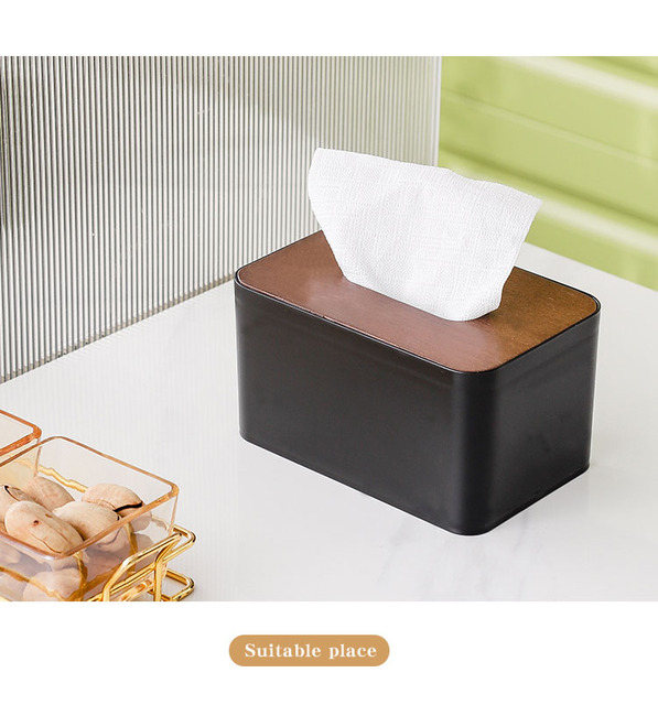 Pudełko na chusteczki z litego drewna z czarnym wykończeniem i brzoskwiniową pokrywą serwetką w stylu retro - Wianko - 7