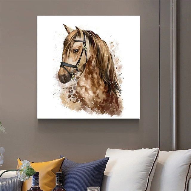 Nowoczesny plakat artystyczny duże płótno ze ścianą zwierząt - brązowy koń - Wianko - 4