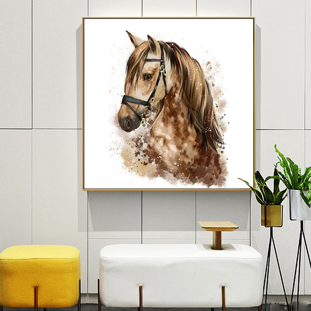 Nowoczesny plakat artystyczny duże płótno ze ścianą zwierząt - brązowy koń - Wianko - 6