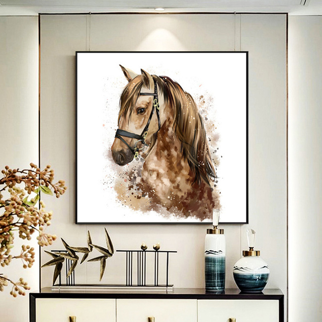 Nowoczesny plakat artystyczny duże płótno ze ścianą zwierząt - brązowy koń - Wianko - 3