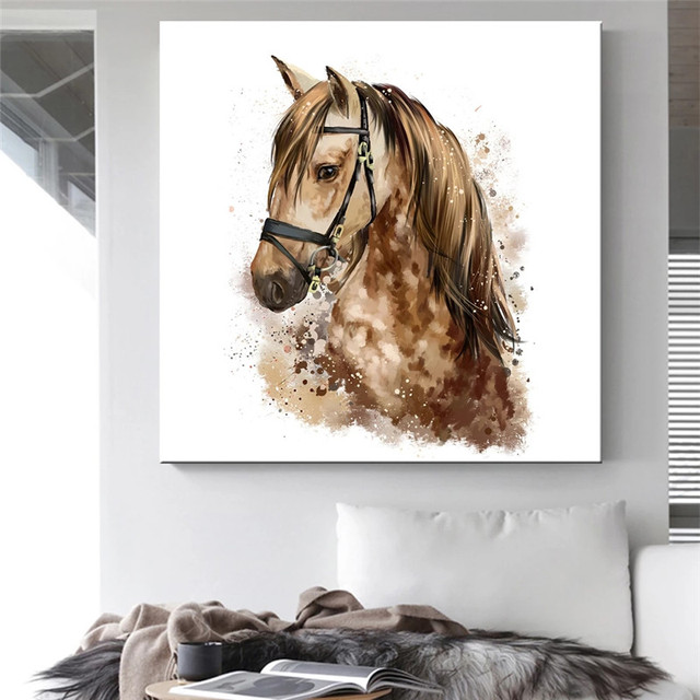 Nowoczesny plakat artystyczny duże płótno ze ścianą zwierząt - brązowy koń - Wianko - 5