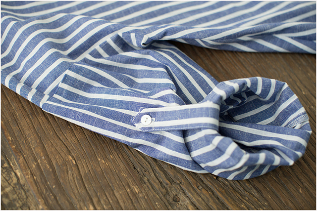 Letnia bawełniana koszula ciążowa w paski niebieskie pionowe topy Plus Size - Wianko - 9