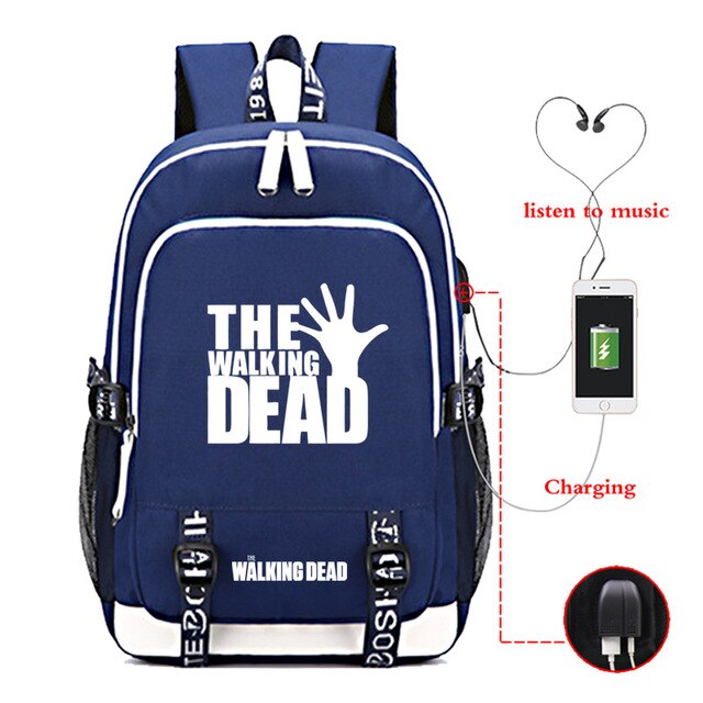 Plecak The Walking Dead z USB - wielofunkcyjne ładowanie, podróżny, płótno, nastolatków, chłopcy, dziewczęcy - Wianko - 13
