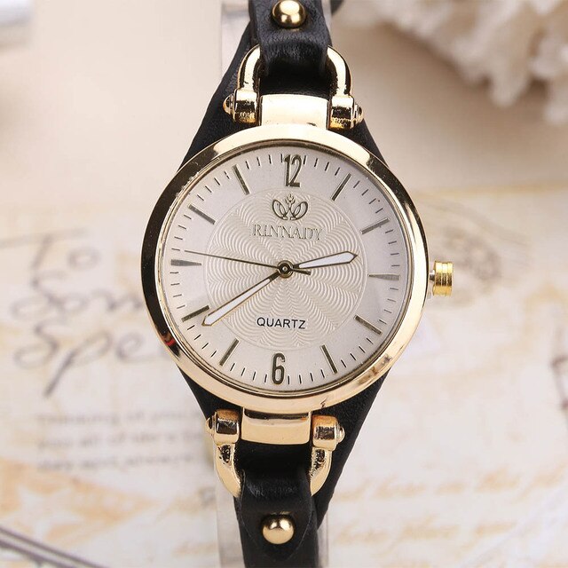Damski zegarek kwarcowy z okrągłą tarczą, pasek z PU skóry - idealny prezent na urodziny dla dziewczynki - Wianko - 1