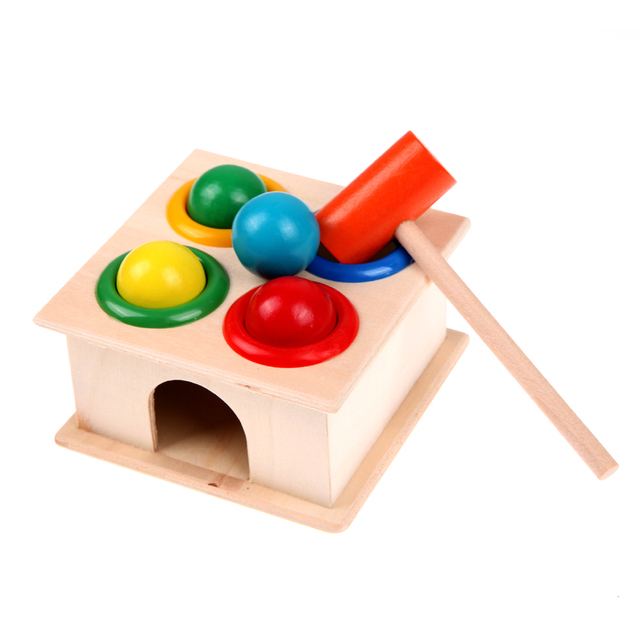 Drewniane zabawki Montessori - młotkowanie kulowym młotkiem w pudełku - Wianko - 12