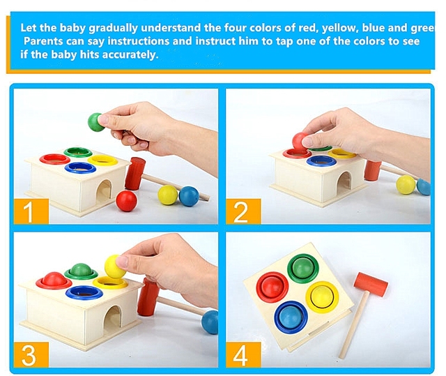 Drewniane zabawki Montessori - młotkowanie kulowym młotkiem w pudełku - Wianko - 7