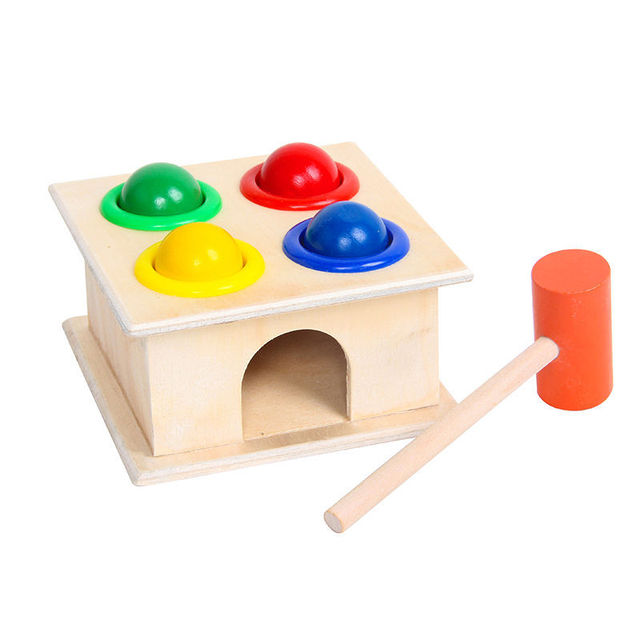 Drewniane zabawki Montessori - młotkowanie kulowym młotkiem w pudełku - Wianko - 5