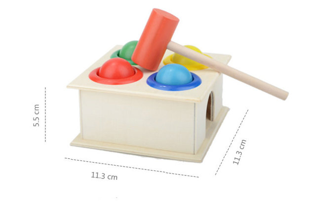 Drewniane zabawki Montessori - młotkowanie kulowym młotkiem w pudełku - Wianko - 15