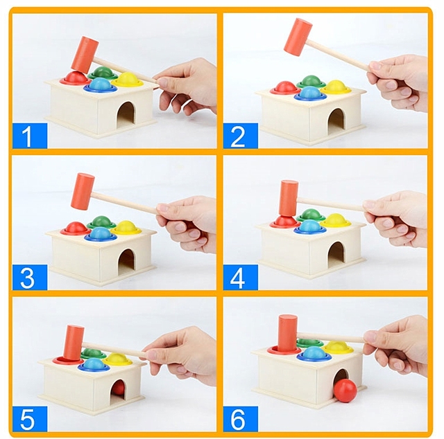 Drewniane zabawki Montessori - młotkowanie kulowym młotkiem w pudełku - Wianko - 8