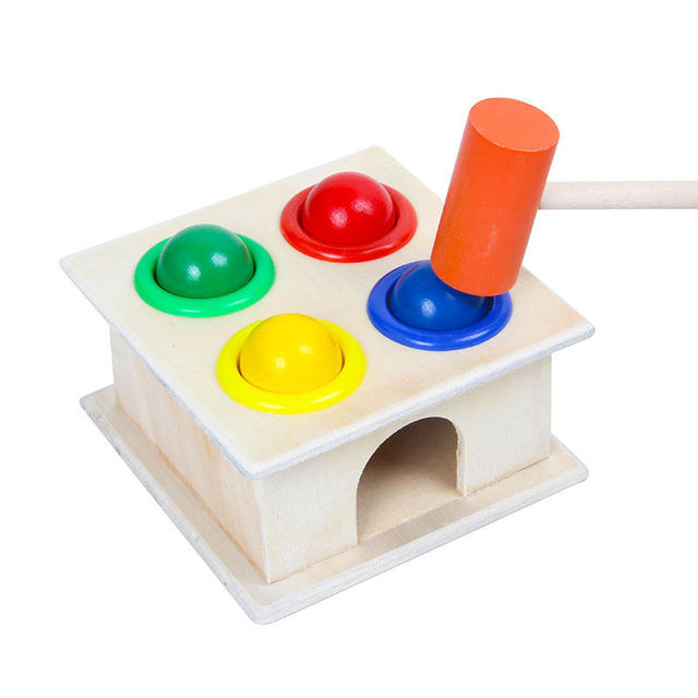 Drewniane zabawki Montessori - młotkowanie kulowym młotkiem w pudełku - Wianko - 3
