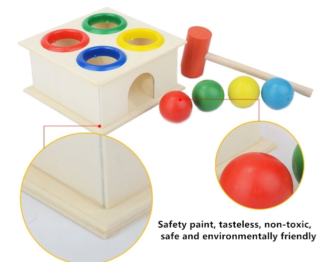 Drewniane zabawki Montessori - młotkowanie kulowym młotkiem w pudełku - Wianko - 9