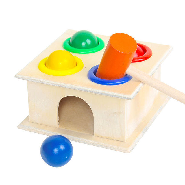 Drewniane zabawki Montessori - młotkowanie kulowym młotkiem w pudełku - Wianko - 4
