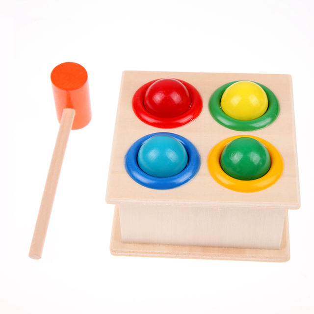 Drewniane zabawki Montessori - młotkowanie kulowym młotkiem w pudełku - Wianko - 2