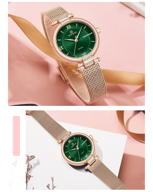 NAVIFORCE - Nowy damski zegarek kwarcowy Top marka Lady diament na siatce - Wianko - 13