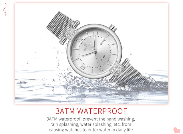 NAVIFORCE - Nowy damski zegarek kwarcowy Top marka Lady diament na siatce - Wianko - 7