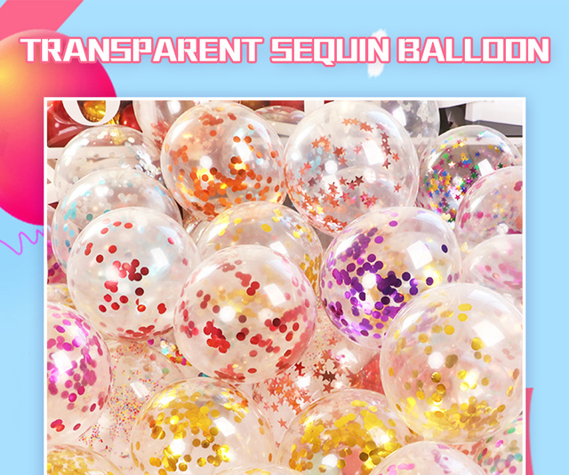 10 sztuk kolorowych, przezroczystych lateksowych balonów z konfetti do dekoracji romantycznego ślubu, Baby Shower i przyjęcia urodzinowego - Wianko - 1