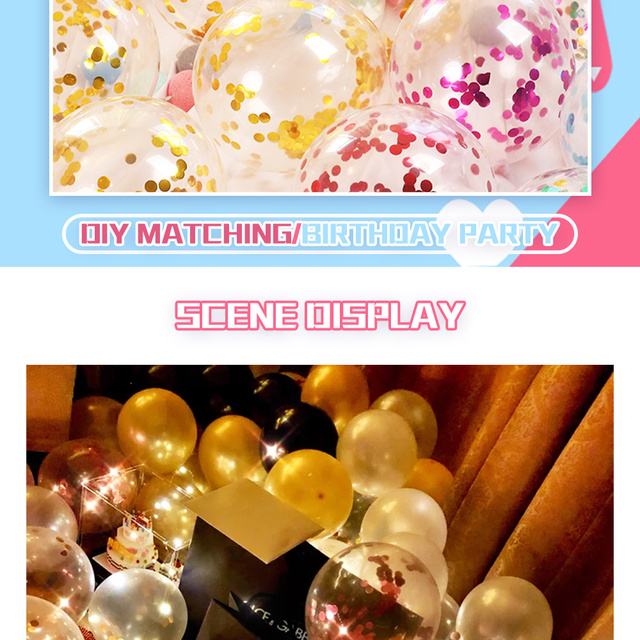 10 sztuk kolorowych, przezroczystych lateksowych balonów z konfetti do dekoracji romantycznego ślubu, Baby Shower i przyjęcia urodzinowego - Wianko - 2