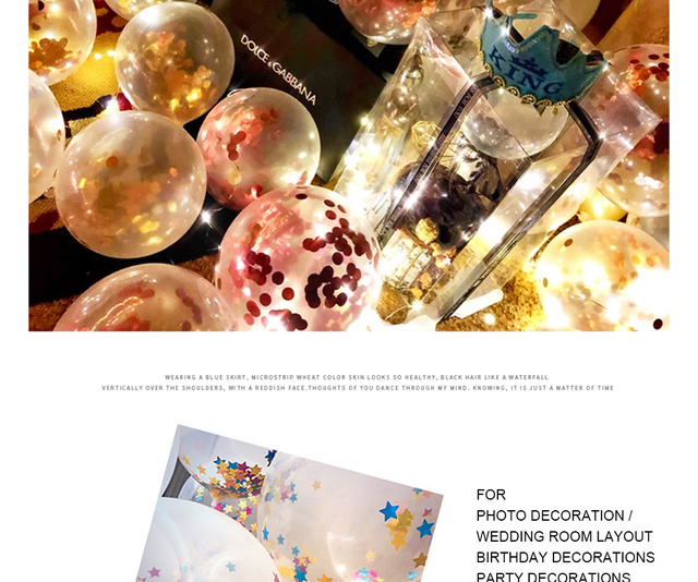 10 sztuk kolorowych, przezroczystych lateksowych balonów z konfetti do dekoracji romantycznego ślubu, Baby Shower i przyjęcia urodzinowego - Wianko - 3